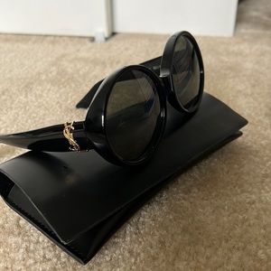 Saint Laurent Round Chunky Monochromatic Sunglasses